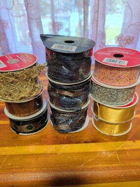 Ribbon, 10 rolls glitter, sequin